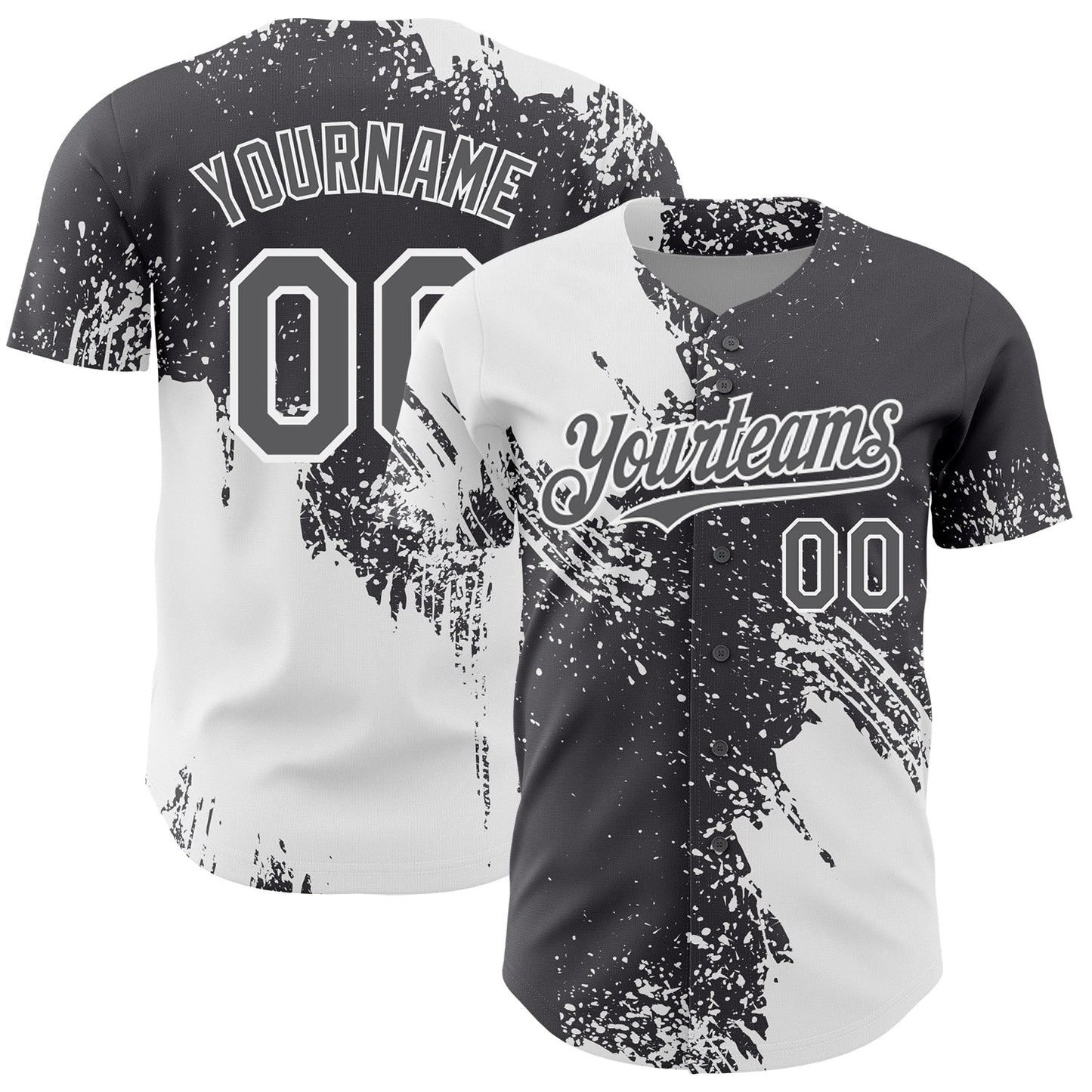 Custom White Steel Gray 3D Pattern Design Abstract Brush Stroke Authentic Baseball Jersey - Sky-Custom