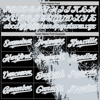 Custom Silver Black-White 3D Pattern Design Abstract Brush Stroke Authentic Baseball Jersey - Sky-Custom