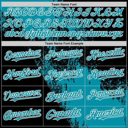 Custom Teal Black-White 3D Pattern Design Abstract Brush Stroke Authentic Baseball Jersey - Sky-Custom