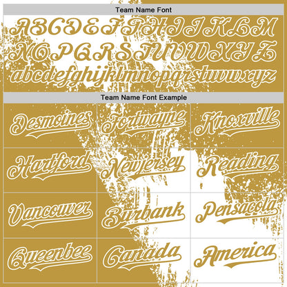 Custom White Old Gold 3D Pattern Design Abstract Brush Stroke Authentic Baseball Jersey - Sky-Custom