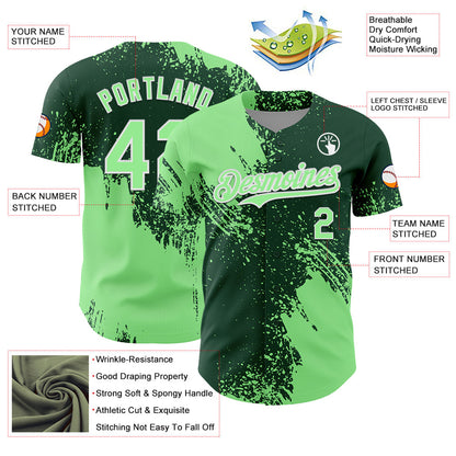 Custom Pea Green Green-White 3D Pattern Design Abstract Brush Stroke Authentic Baseball Jersey - Sky-Custom