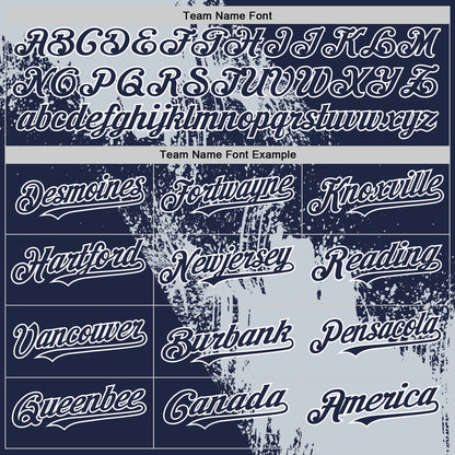 Custom Silver Navy-White 3D Pattern Design Abstract Brush Stroke Authentic Baseball Jersey - Sky-Custom