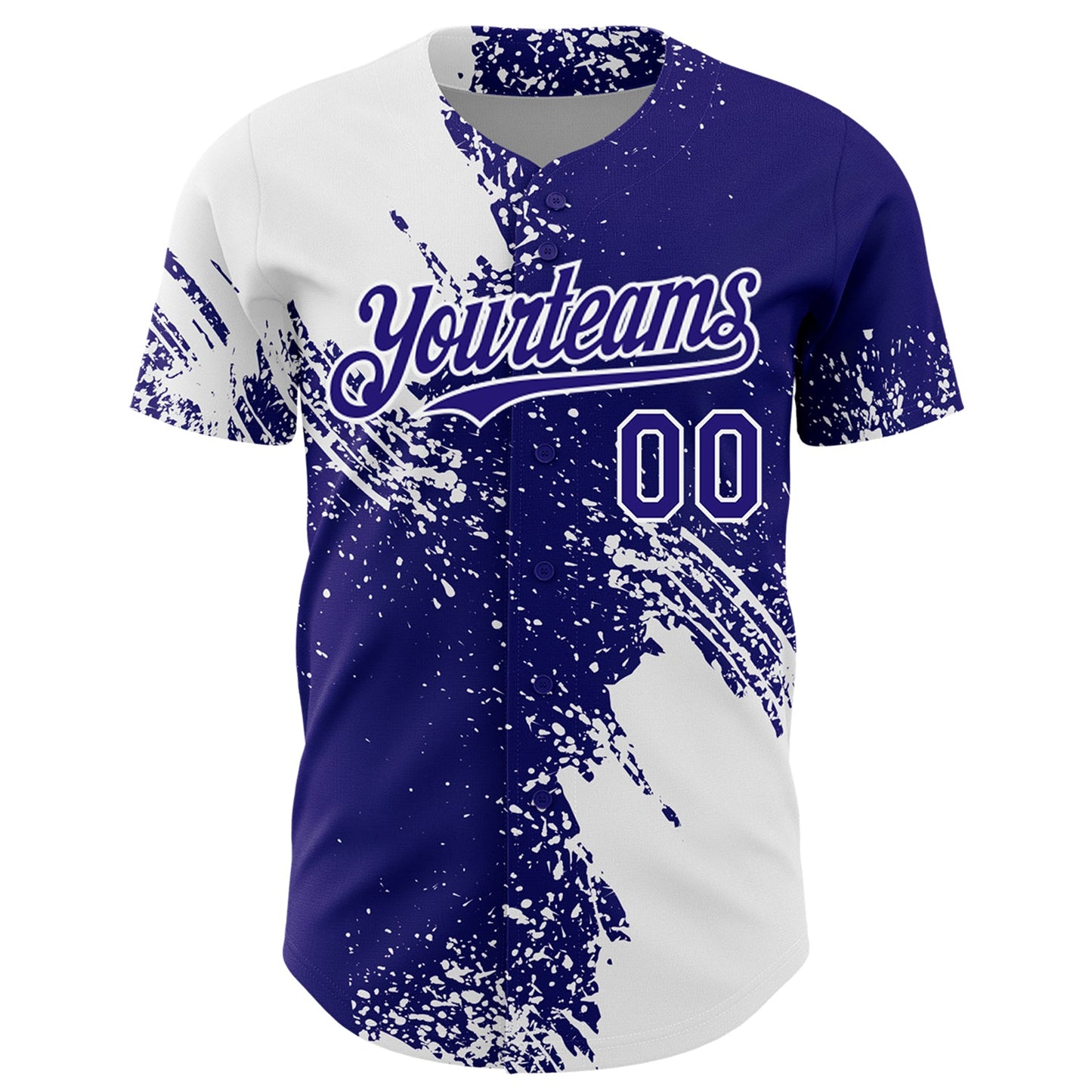 Custom White Dark Purple 3D Pattern Design Abstract Brush Stroke Authentic Baseball Jersey - Sky-Custom