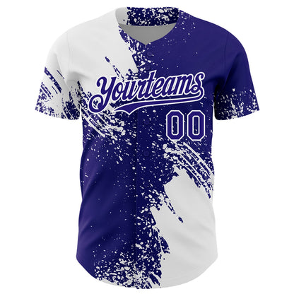 Custom White Dark Purple 3D Pattern Design Abstract Brush Stroke Authentic Baseball Jersey - Sky-Custom