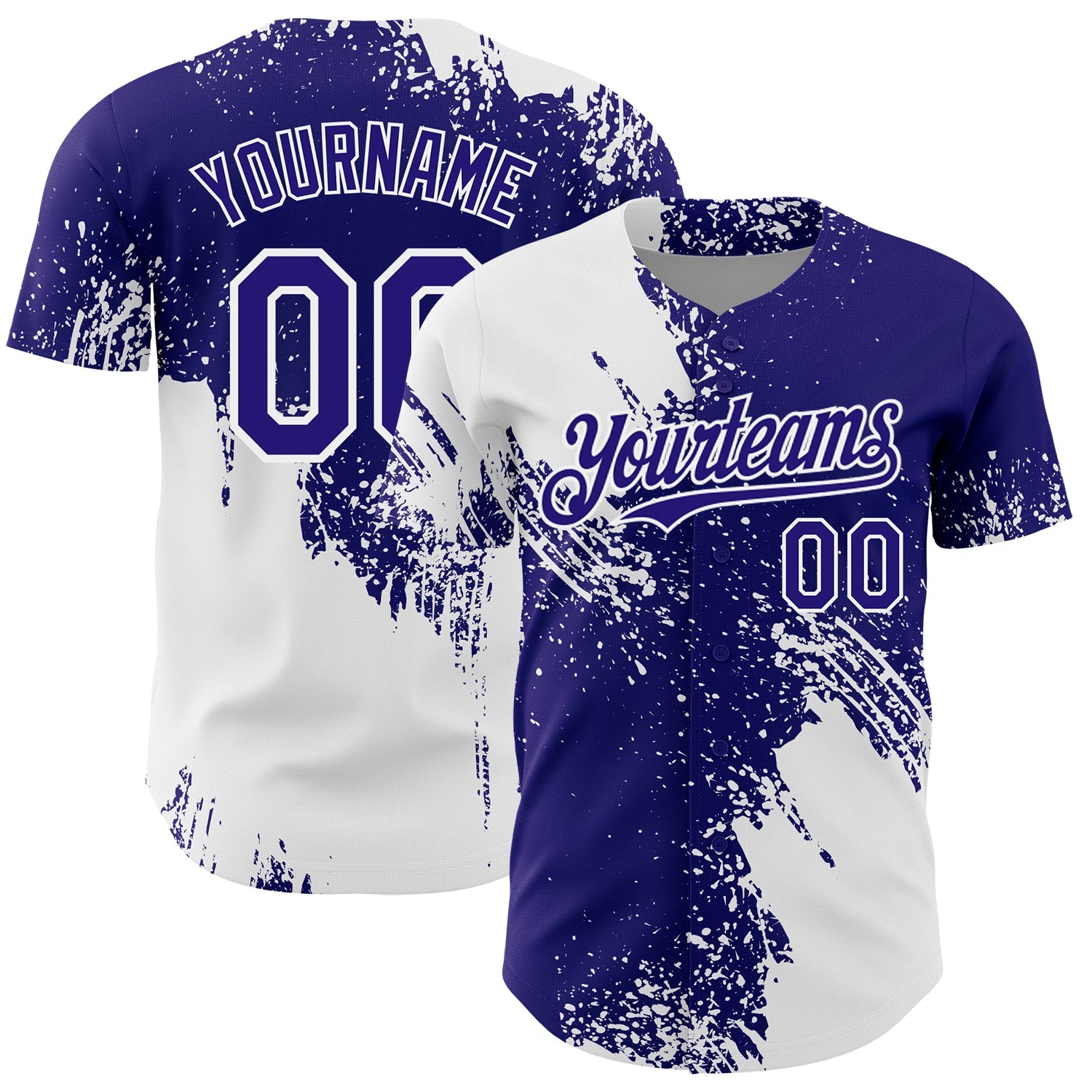 Custom White Dark Purple 3D Pattern Design Abstract Brush Stroke Authentic Baseball Jersey - Sky-Custom