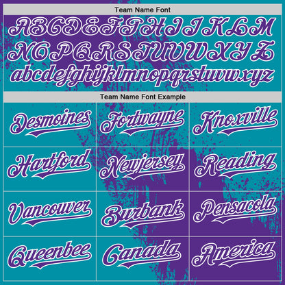 Custom Purple Teal-White 3D Pattern Design Abstract Brush Stroke Authentic Baseball Jersey - Sky-Custom