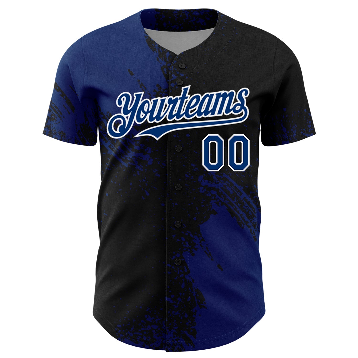 Custom US Navy Blue Black-White 3D Pattern Design Abstract Brush Stroke Authentic Baseball Jersey - Sky-Custom