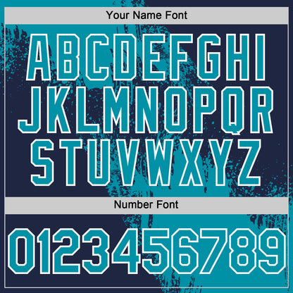 Custom Teal Navy-White 3D Pattern Design Abstract Brush Stroke Authentic Baseball Jersey - Sky-Custom