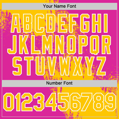 Custom Yellow Deep Pink-White 3D Pattern Design Abstract Brush Stroke Authentic Baseball Jersey - Sky-Custom