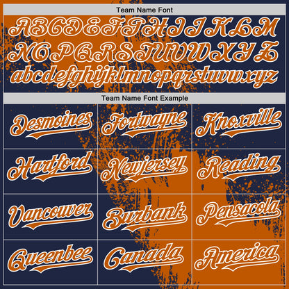 Custom Texas Orange Navy-White 3D Pattern Design Abstract Brush Stroke Authentic Baseball Jersey - Sky-Custom