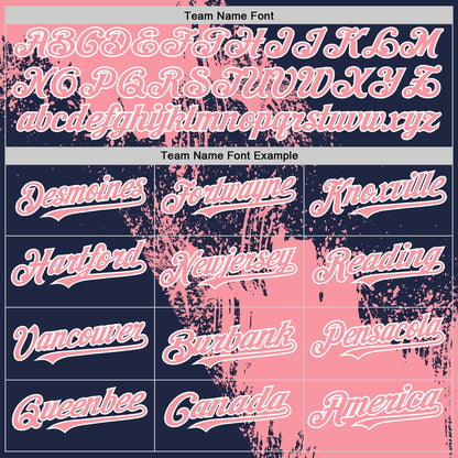Custom Medium Pink Navy-White 3D Pattern Design Abstract Brush Stroke Authentic Baseball Jersey - Sky-Custom