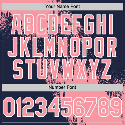 Custom Medium Pink Navy-White 3D Pattern Design Abstract Brush Stroke Authentic Baseball Jersey - Sky-Custom
