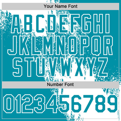 Custom White Teal 3D Pattern Design Abstract Brush Stroke Authentic Baseball Jersey - Sky-Custom