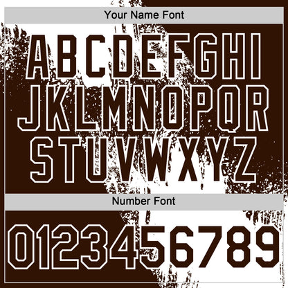 Custom White Brown 3D Pattern Design Abstract Brush Stroke Authentic Baseball Jersey - Sky-Custom