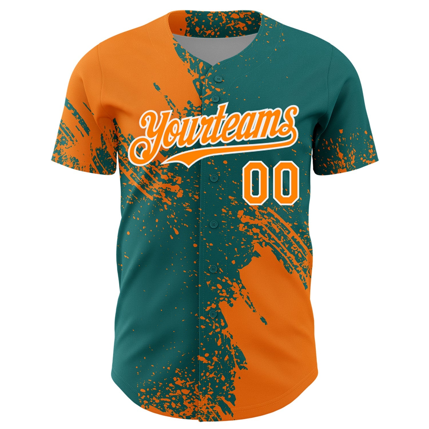 Custom Bay Orange Teal-White 3D Pattern Design Abstract Brush Stroke Authentic Baseball Jersey - Sky-Custom
