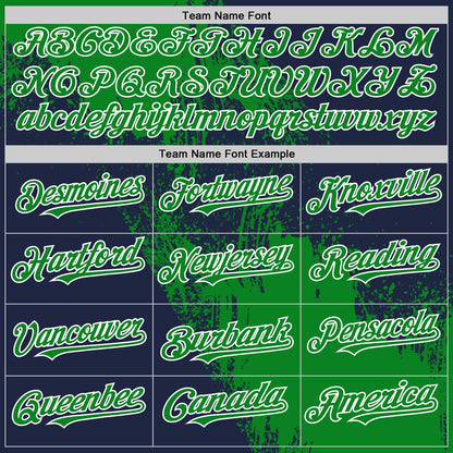 Custom Grass Green Navy-White 3D Pattern Design Abstract Brush Stroke Authentic Baseball Jersey - Sky-Custom