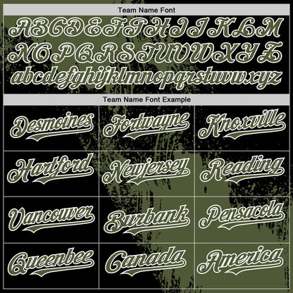Custom Olive Black-White 3D Pattern Design Abstract Brush Stroke Authentic Baseball Jersey - Sky-Custom