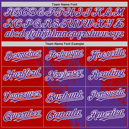 Custom Purple Red-White 3D Pattern Design Abstract Brush Stroke Authentic Baseball Jersey - Sky-Custom
