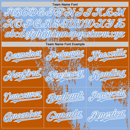 Custom Light Blue Texas Orange-White 3D Pattern Design Abstract Brush Stroke Authentic Baseball Jersey - Sky-Custom