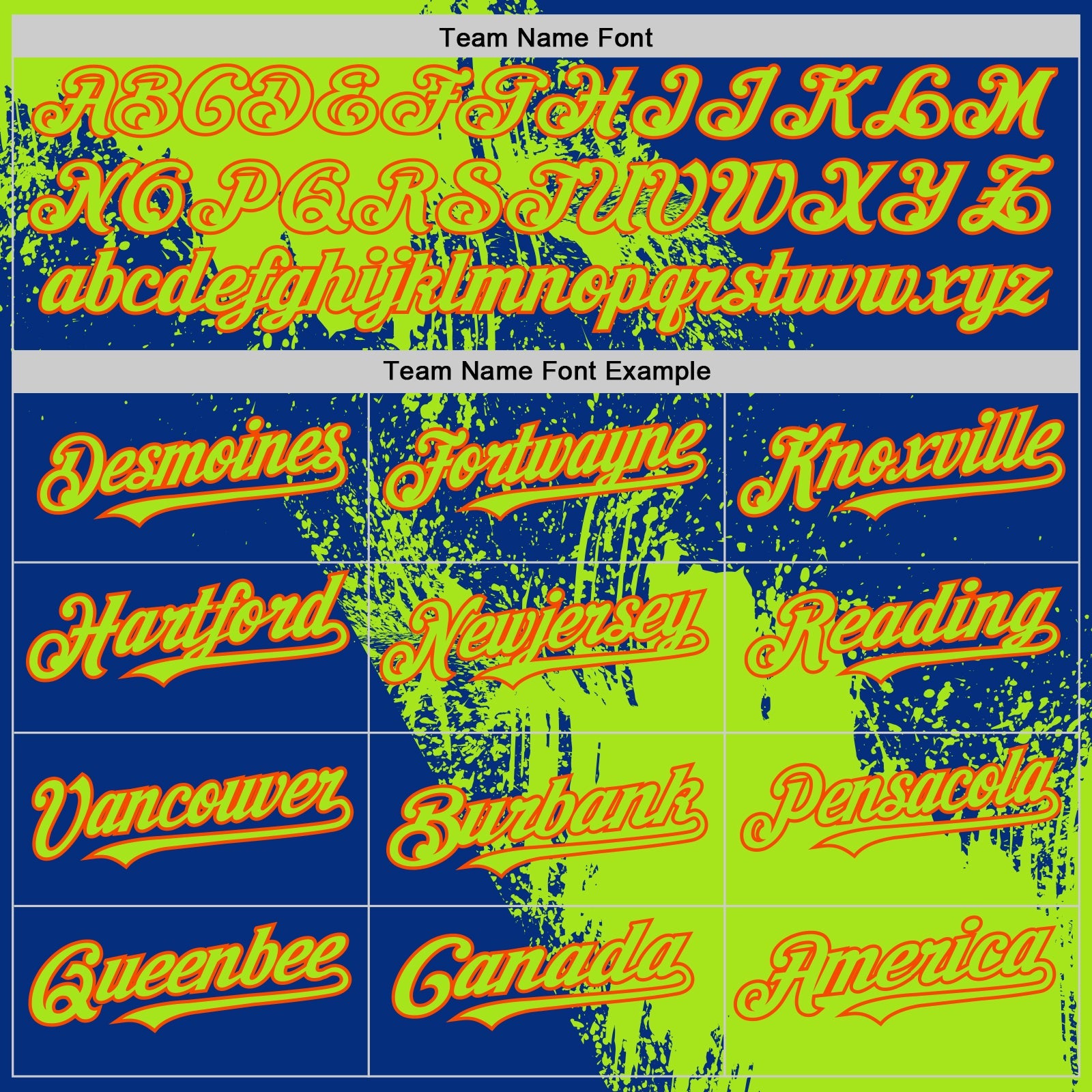 Custom Neon Green Royal-Orange 3D Pattern Design Abstract Brush Stroke Authentic Baseball Jersey - Sky-Custom