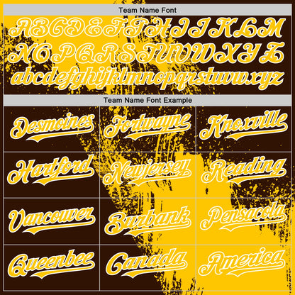 Custom Yellow Brown-White 3D Pattern Design Abstract Brush Stroke Authentic Baseball Jersey - Sky-Custom