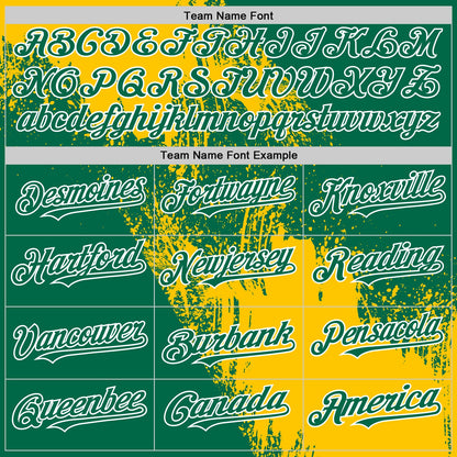 Custom Yellow Kelly Green-White 3D Pattern Design Abstract Brush Stroke Authentic Baseball Jersey - Sky-Custom