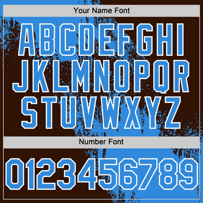 Custom Electric Blue Brown-White 3D Pattern Design Abstract Brush Stroke Authentic Baseball Jersey - Sky-Custom