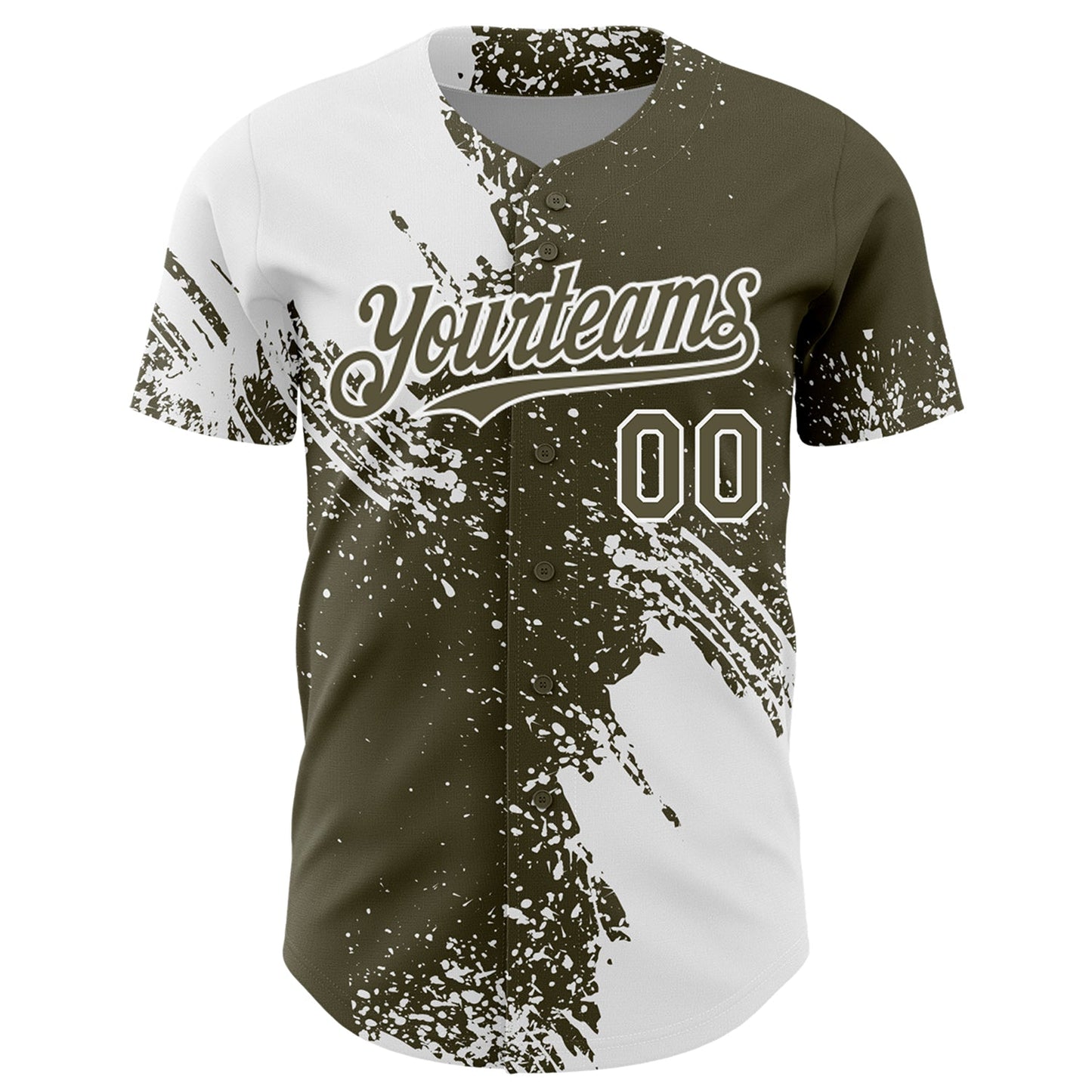 Custom White Olive 3D Pattern Design Abstract Brush Stroke Authentic Baseball Jersey - Sky-Custom