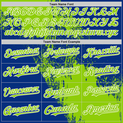 Custom Neon Green Royal-White 3D Pattern Design Abstract Brush Stroke Authentic Baseball Jersey - Sky-Custom