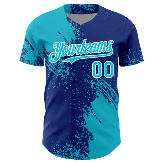 Custom Lakes Blue Royal-White 3D Pattern Design Abstract Brush Stroke Authentic Baseball Jersey - Sky-Custom