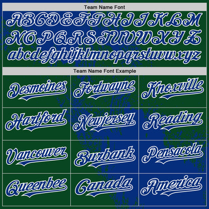 Custom Royal Green-White 3D Pattern Design Abstract Brush Stroke Authentic Baseball Jersey - Sky-Custom
