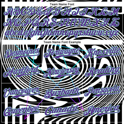 Custom Black Purple-Ice Blue 3D Pattern Design Rave Psychedelic Fluid Art Authentic Baseball Jersey - Sky-Custom
