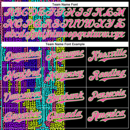 Custom Black Pea Green-Pink 3D Pattern Design Rave Psychedelic Neon Fluid Art Authentic Baseball Jersey - Sky-Custom