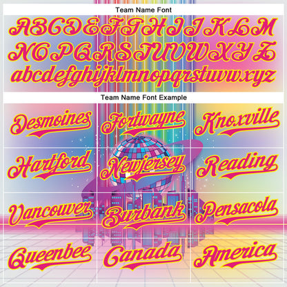 Custom Pink Hot Pink-Light Yellow 3D Pattern Design Rave Psychedelic Neon Music Disco Authentic Baseball Jersey - Sky-Custom