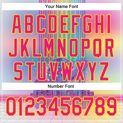 Custom Pink Hot Pink-Light Yellow 3D Pattern Design Rave Psychedelic Neon Music Disco Authentic Baseball Jersey - Sky-Custom
