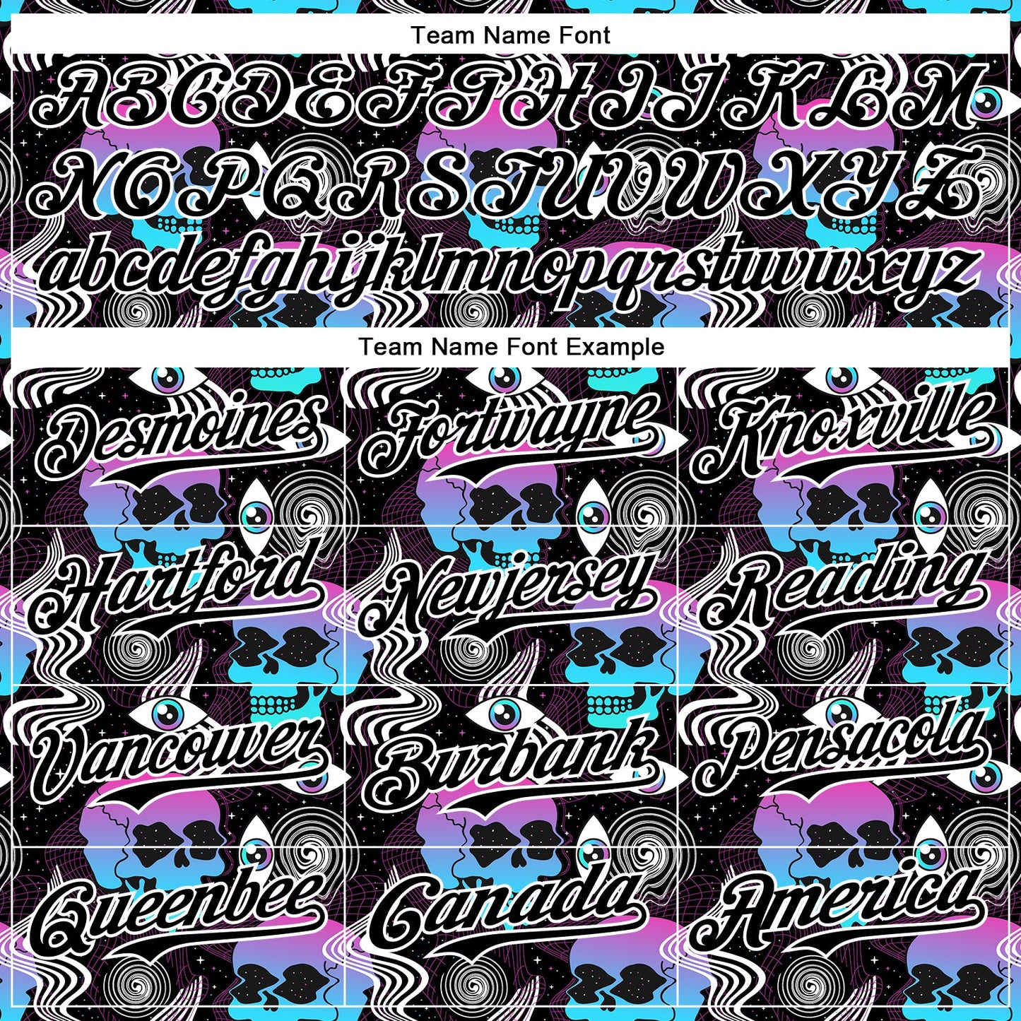 Custom Black White 3D Pattern Design Rave Psychedelic Skull Authentic Baseball Jersey - Sky-Custom