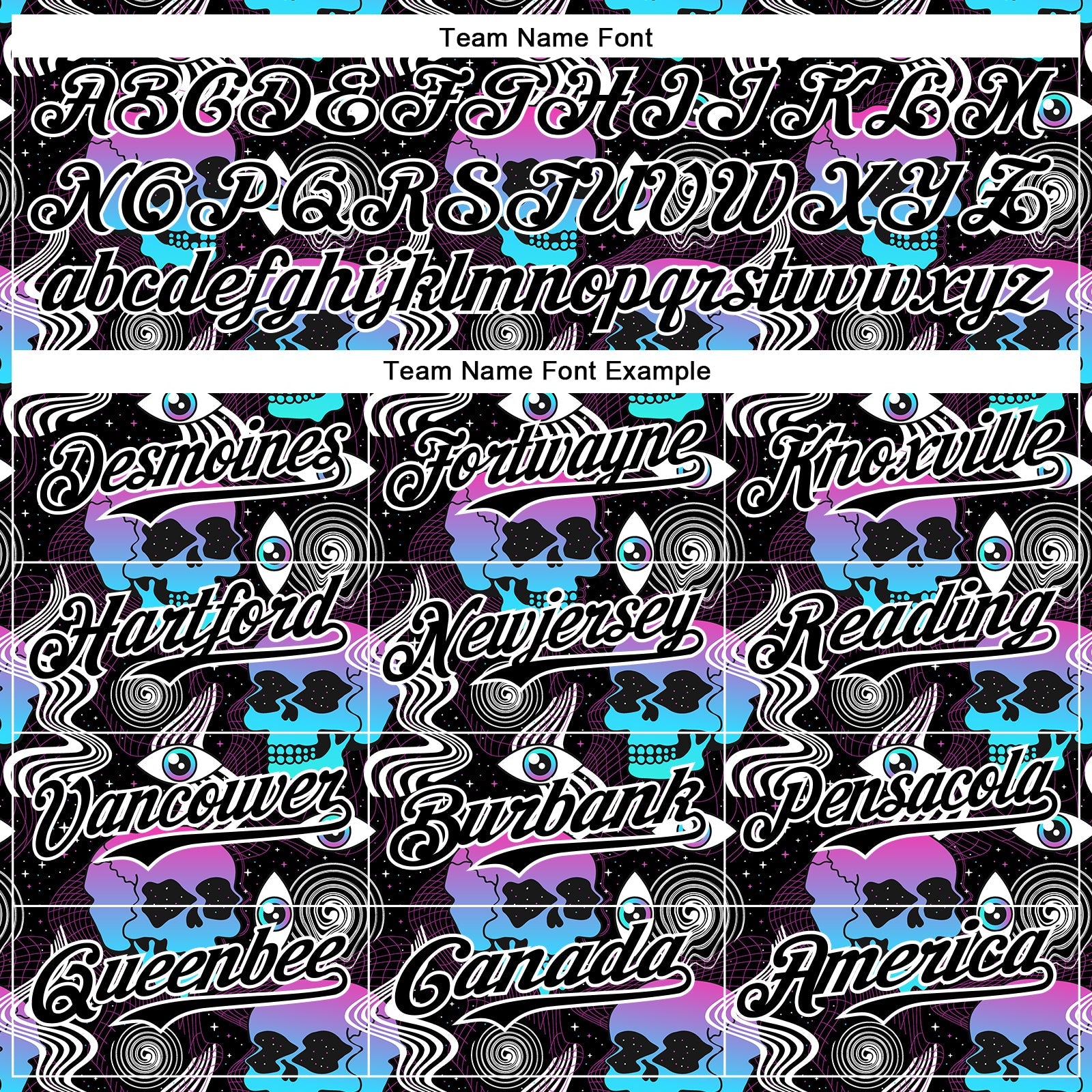 Custom Black White 3D Pattern Design Rave Psychedelic Skull Authentic Baseball Jersey - Sky-Custom