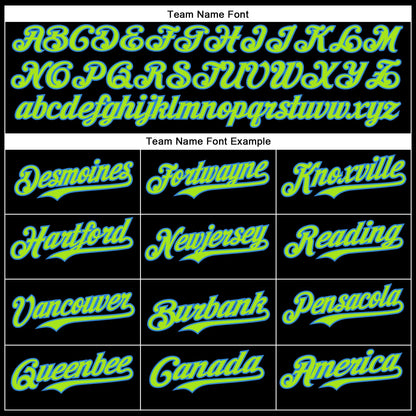 Custom Black Neon Green-Electric Blue 3D Pattern Design Rave Psychedelic Fluid Art Authentic Baseball Jersey - Sky-Custom