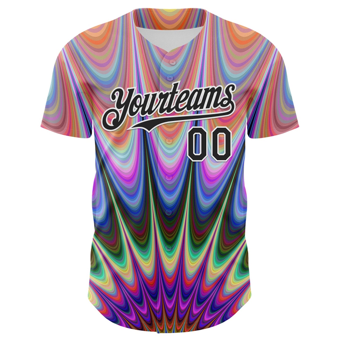 Custom Orange Black-White 3D Pattern Design Rave Psychedelic Fractal Style Authentic Baseball Jersey - Sky-Custom