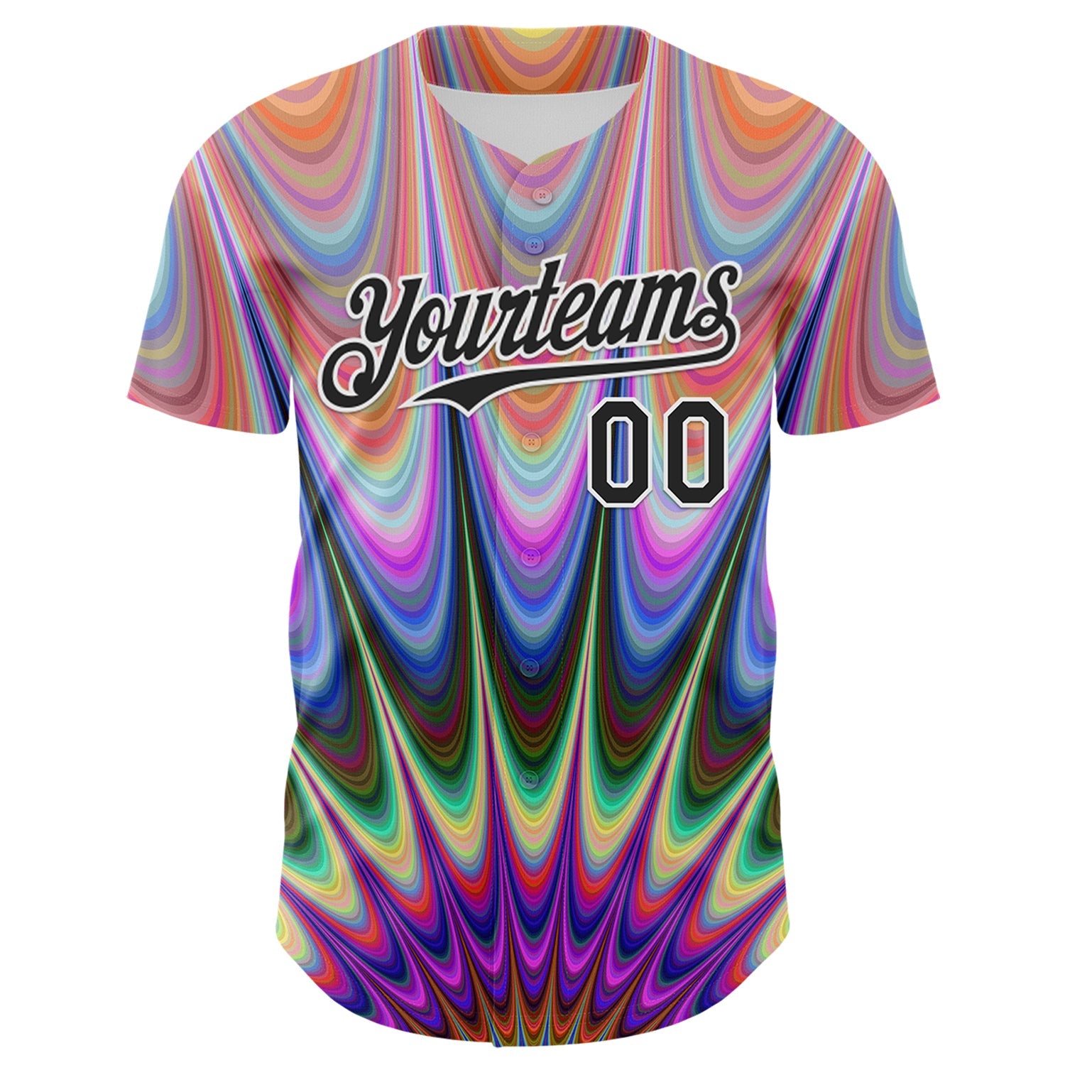 Custom Orange Black-White 3D Pattern Design Rave Psychedelic Fractal Style Authentic Baseball Jersey - Sky-Custom