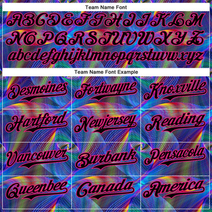 Custom Black Hot Pink 3D Pattern Design Rave Psychedelic Fractal Style Authentic Baseball Jersey - Sky-Custom