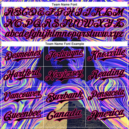 Custom Purple Black-Hot Pink 3D Pattern Design Rave Psychedelic Fluid Art Pyramid Authentic Baseball Jersey - Sky-Custom