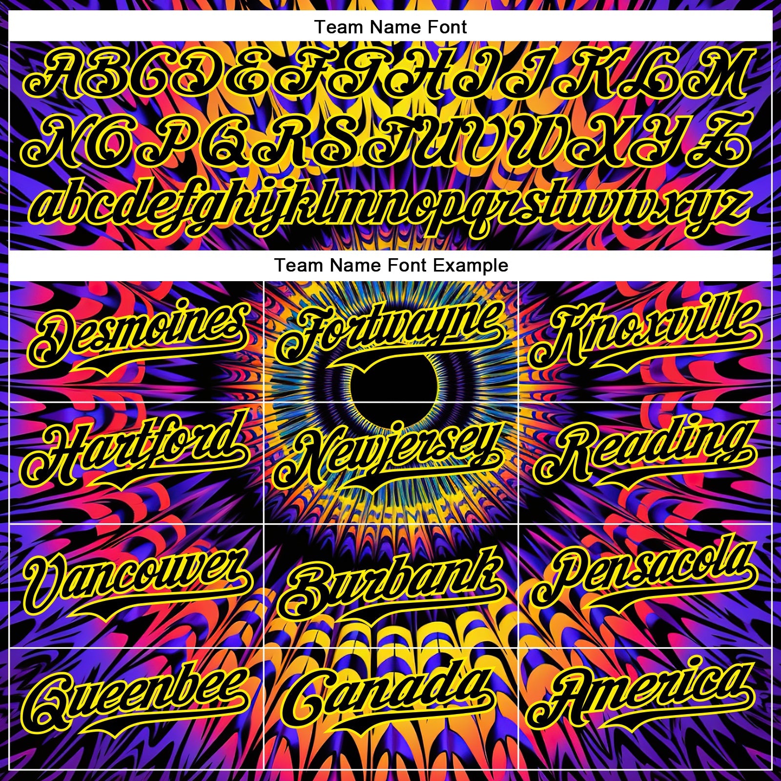 Custom Black Light Yellow 3D Pattern Design Rave Psychedelic Fractal Style Authentic Baseball Jersey - Sky-Custom