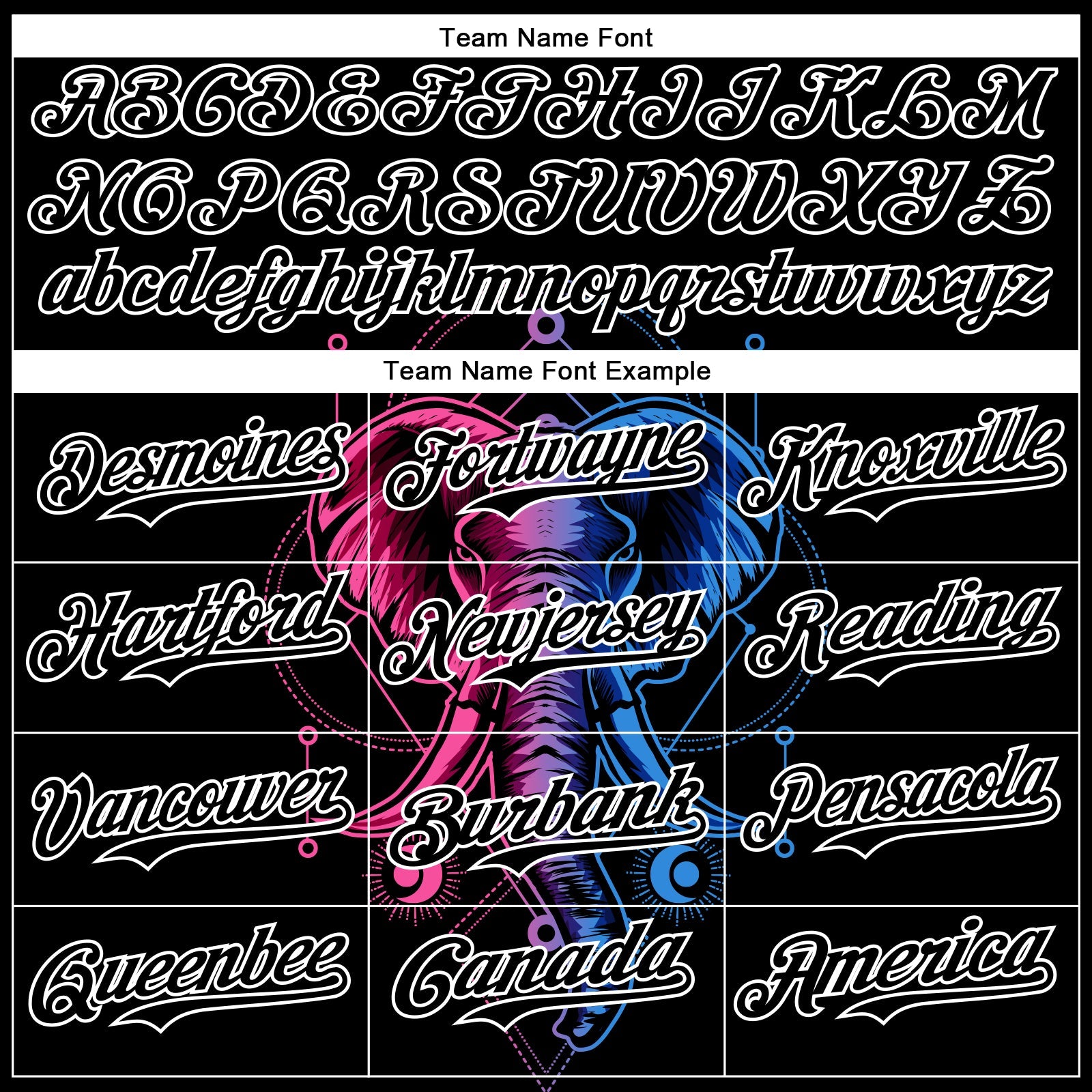 Custom Black White 3D Pattern Design Rave Psychedelic Elephant Authentic Baseball Jersey - Sky-Custom