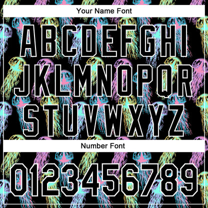Custom Black White 3D Pattern Design Rave Psychedelic Jellyfish Authentic Baseball Jersey - Sky-Custom