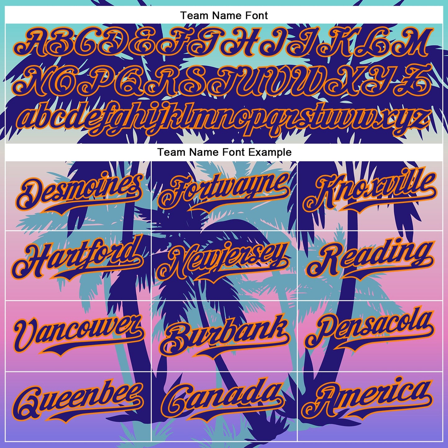 Custom Dark Purple Bay Orange 3D Pattern Design Rave Psychedelic Tropical Palm Tree Authentic Baseball Jersey - Sky-Custom