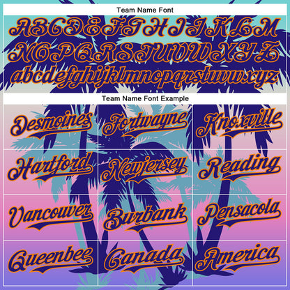 Custom Dark Purple Bay Orange 3D Pattern Design Rave Psychedelic Tropical Palm Tree Authentic Baseball Jersey - Sky-Custom