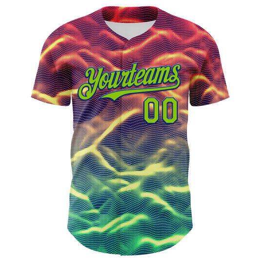 Custom Black Neon Green-Royal 3D Pattern Design Rave Psychedelic Tiny Spot Authentic Baseball Jersey - Sky-Custom