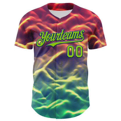 Custom Black Neon Green-Royal 3D Pattern Design Rave Psychedelic Tiny Spot Authentic Baseball Jersey - Sky-Custom