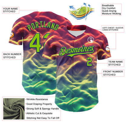 Custom Black Neon Green-Royal 3D Pattern Design Rave Psychedelic Tiny Spot Authentic Baseball Jersey - Sky-Custom